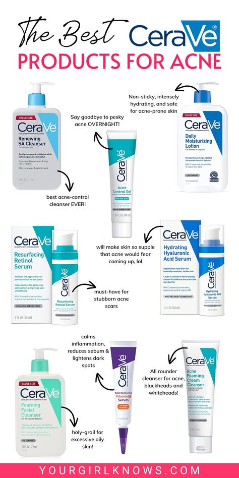 Best Cerave Products, Prom Unique, Angelic Makeup, Nails Emerald, Acne Prone Skin Care Routine, Makeup Graduation, Cerave Products, Makeup Silver, Artsy Nails