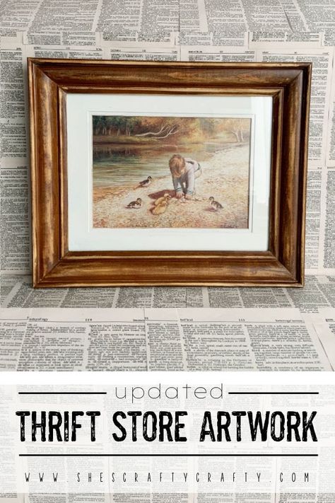 Thrift Store Frame Makeover, Thrift Store Painting Upcycle, Store Artwork, Diy Christmas Art, Thrift Store Art, Artwork Easy, Photo Matting, Piece Of Art, Diy Stuff