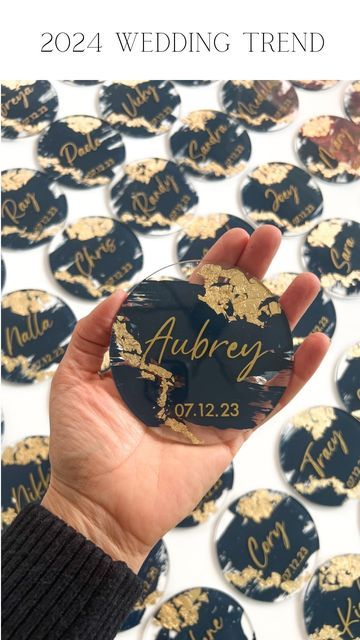 Acrylic Name Coasters, Acrylic Ornament Wedding Favors, Gold Acrylic Wedding Sign, Acrylic Sign On Bridesmaid Hangers, Acrylic Wedding Signs Gold Foil, Acrylic Sign, 30th Birthday, Wedding Trends, Holidays And Events