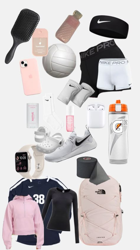 Netball Outfits, Volleyball Bags, Volleyball Essentials, Volleyball Fits, Vollyball Outfits, Volleyball Things, Volleyball Bag, School Volleyball, Cute Sporty Outfits