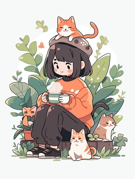 Cat Doodles, 동화 삽화, Practice Drawing, Images Kawaii, Cute Doodles Drawings, Girly Art Illustrations, Cute Doodle Art, Cute Cartoon Drawings, Dessin Adorable