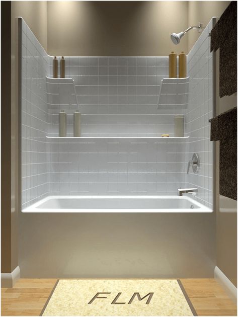 Corner Bathtub Shower, Tub Shower Combo Remodel, Bathroom Tub Shower Combo, Makeover Kamar Mandi, Bathtub Shower Combo, Shower Inserts, Modern Bathtub, Bathroom Tub Shower, Bathtub Remodel