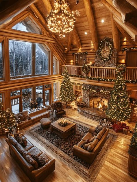 Log Cabin Log Cabin Homes Interior Rustic, Cabin Style Homes Interior, Fancy Cabin, Little Cabin Interior, Small Log Cabin Homes Interior, Wooden Cabin House, Log Cabin Houses, Log House Interior, Log Cabin Christmas Decor