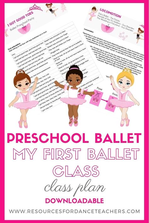 Pre-ballet lesson plan - what to teach in the first ballet class | Resources for Dance Teachers Beginning Ballet Lesson Plan, Preschool Ballet Lesson Plans, Dance Class Curriculum, Pre Ballet Class Ideas, Ballet Class Lesson Plan, Preschool Dance Class Ideas, Baby Ballet Class Ideas, Ballet Lesson Plans, Dance Class Ideas