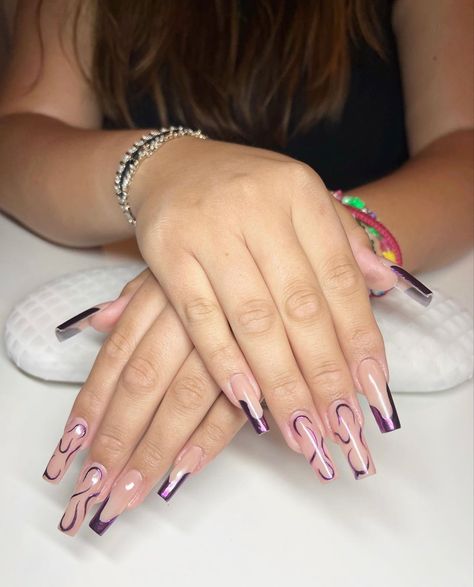 #nails #gelx #nailart #metallic #chrome #purple #frenchtip Disco Nails, Chrome Purple, Fall Nail, Fall Nail Designs, Nail Ideas, Nail Designs, Nail Art, Prom, Nails