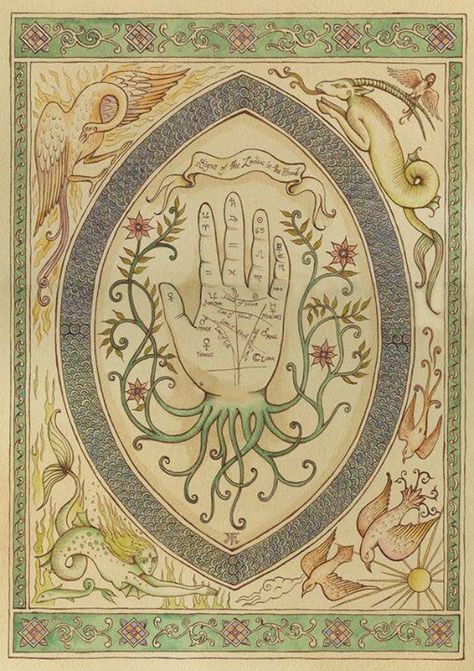 Drawing Down The Moon, Palmistry Hand, Alchemy Symbols, Esoteric Art, Palm Reading, Occult Art, Fortune Teller, Arte Inspo, Medieval Art