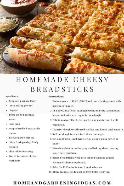 Easy Food Recipes To Make At Home, Homemade Breadsticks Easy, Breadsticks With Pizza Dough, Homemade Fast Food Recipes, How To Make Garlic Bread, Quick Breadstick Recipe, Homemade Cheesy Bread, Easy Things To Bake At Home, Homemade Bread Sticks