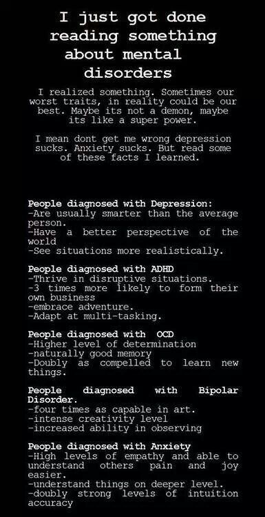 This is wonderful. It's interesting to learn that even the most unfortunate trait(s) a person can have has a positive disposition too. Mental Disorders, Mental And Emotional Health, Psychology Facts, What’s Going On, Infj, Emotional Health, Eminem, The Words, Writing Tips