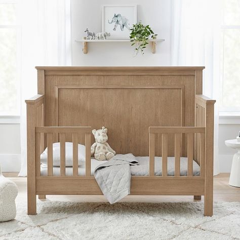 Our conversion kit makes it easy to transform the Fillmore 4-in-1 Crib into a toddler bed as your child grows. Kid Rooms, Baby Cribs Furniture, Girls Bedroom Decorating, Girls Room Makeover, Pottery Barn Crib, 4 In 1 Crib, Changing Table Topper, Child Bedroom, Gingerbread House Decorations