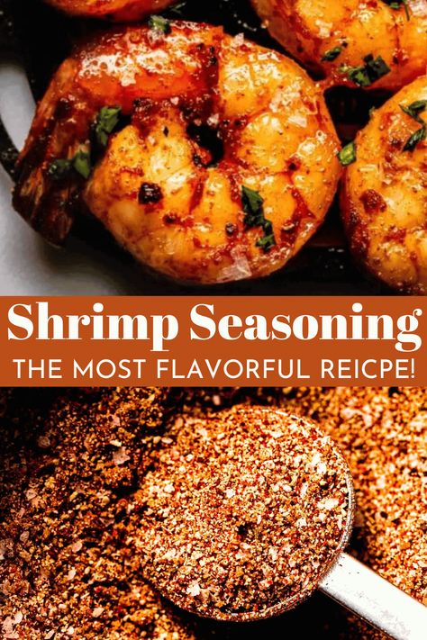 This is the best seasoning for shrimp because it gives baked, grilled, sauteed, and air fryer shrimp an addictive savory-smoky flavor. Use your perfectly seasoned shrimp in tacos, salads, fajitas, grain bowls, and more! // recipes simple // for grill // spices Seasoning For Shrimp, Shrimp Marinade Recipes, Grilled Shrimp Seasoning, Sauteed Shrimp Recipe, Seasoned Shrimp, Air Fryer Shrimp, Shrimp Marinade, Dry Rub Recipes, Grain Bowls