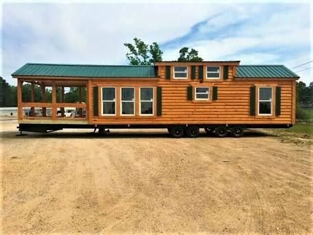 Cute Mobile Homes, Log Cabin Mobile Homes, Pre Built Cabins, Modular Log Homes, Cottage Building, Tiny Log Cabins, Tumbleweed Tiny Homes, Arched Cabin, Rustic Cabins