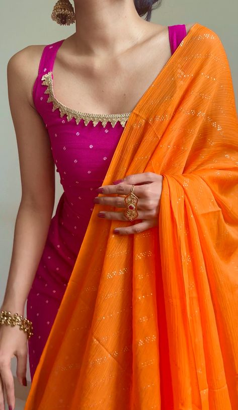 Desi Style Casual, Indian Kurti Outfits, Desi Look Outfits, Circular Plazo Suit Design, Peach Colour Outfit, Desi Kurta Aesthetic, Maangtika Hairstyle, Diwali Outfit Indian For Teens, Celebrity! Outfit! Quote! And Aesthetic!