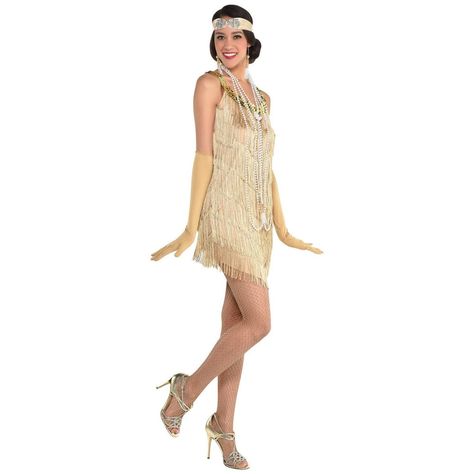 Roaring 20s Dress, Roaring 20s Dresses, Flapper Costume Halloween, Flapper Halloween, 20s Dress, Fringe Flapper Dress, 20s Flapper, Flapper Costume, Champagne Dress