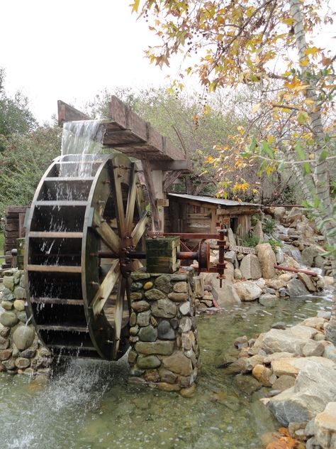 This is a water wheel from the Irvine park. I really liked the whole scene and tried to capture this tiny corner into a nice picture. Old Grist Mill, Windmill Water, Kolam Koi, Country Barns, Grist Mill, Water Powers, Water Mill, Chateau France, Country Scenes