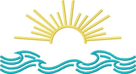 Sun & Surf embroidery design Machine Embroidery by DigiDoctor, $3.75 Embroidery Beach, Surfboard Embroidery, Surf Embroidery Designs, Beach Theme Embroidery, Beach Theme Embroidery Designs, Vw Ideas, Learning To Embroider, Free Pdf Sewing Patterns, Embroidery Patches