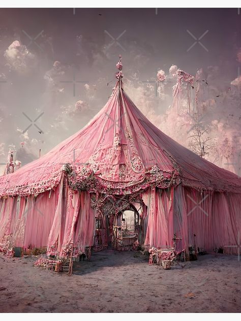 Fanfare Aesthetic, Pink Circus Aesthetic, Pink Circus, Glamping Trailer, Clown Stuff, Magic Door, Circus Aesthetic, Circus Acts, Scarborough Fair