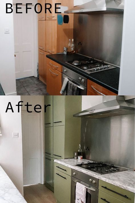 KITCHEN UPCYCLE ON A £200 BUDGET // BEFORE AND AFTER GLOWUP – THE LAYOVER LIFE Kitchen Upcycle, Upcycle Kitchen, Kitchen Renovation Diy Ideas, Small Kitchen Renovations, Budget Kitchen Makeover, Kitchen Storage Hacks, Kitchen Decor Inspiration, Kitchen Diy Makeover, Diy Kitchen Renovation