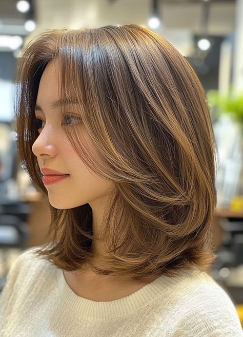 Layered Bob Haircut, Rich Chestnut Layered Bob with Subtle Waves Medium Bob Hair, Layered Bob Haircut, Hairstyles For Seniors, Cascading Layers, Haircuts To Try, Blonde Bob Haircut, Trendy Bob Hairstyles, Best Bob Haircuts, Layered Bob Haircuts