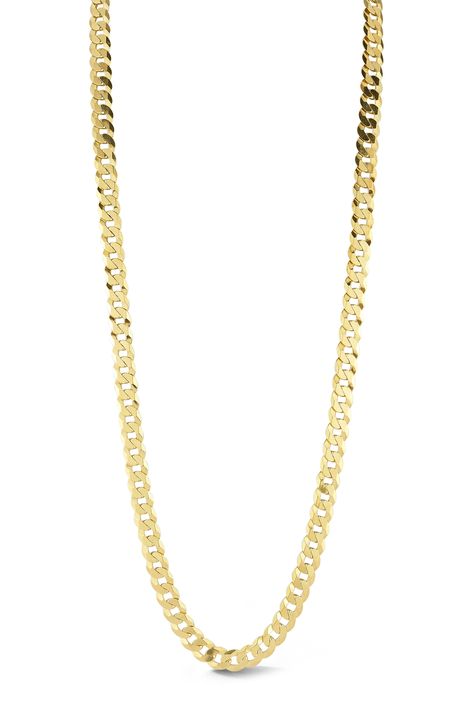 Curb-chain links catch the light on a classic necklace constructed from 18-karat gold-plated sterling silver. 7mm width Sterling silver/18k-gold plate Made in Italy Curb Chain Necklace, Gold Chains For Men, Mens Chain Necklace, Classic Necklace, Chain Links, Mens Accessories Jewelry, Accessories Jewelry Necklace, Chains For Men, Curb Chain