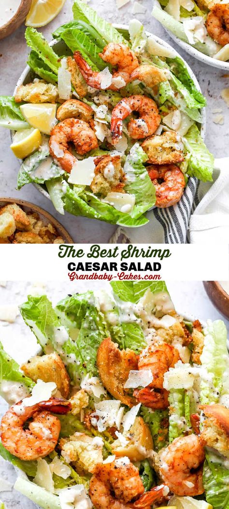 Shrimp And Salad, Shrimp Ceased Salad, Shrimp Ceasar Salad, Blackened Shrimp Salad, Shrimp Caesar Salad, Seafood Cravings, Seafood Salads, Spiced Shrimp, Salad Shrimp