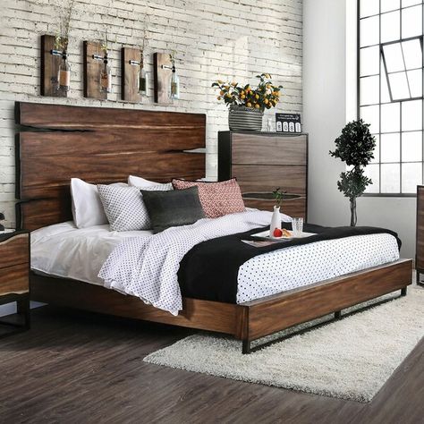 Foundry Select Savoie Wooden Platform Bed | Wayfair Wood Aesthetic, Bed Stand, Adjustable Bed Frame, Wooden Platform Bed, Queen Panel Beds, King Bedroom Sets, Standard Bed, Rustic Bedding, Bedroom Sets Queen