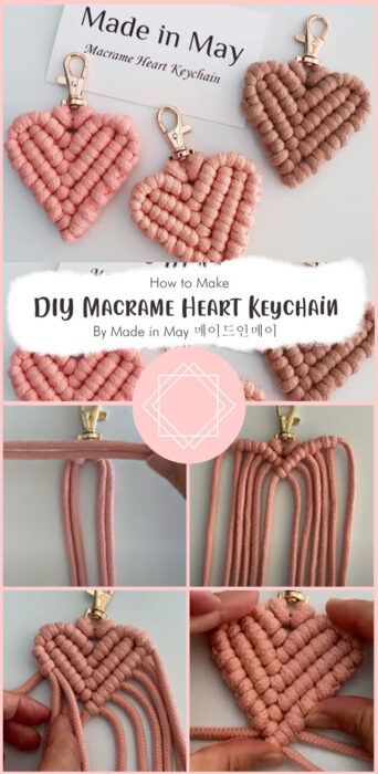 Macrame Hearts, Keychain Diy Easy, Crochet Keychain Patterns, Keychain Patterns, Macrame Heart, Making Macrame, Free Macrame Patterns, Macrame Knots Pattern, Crochet Keychain Pattern