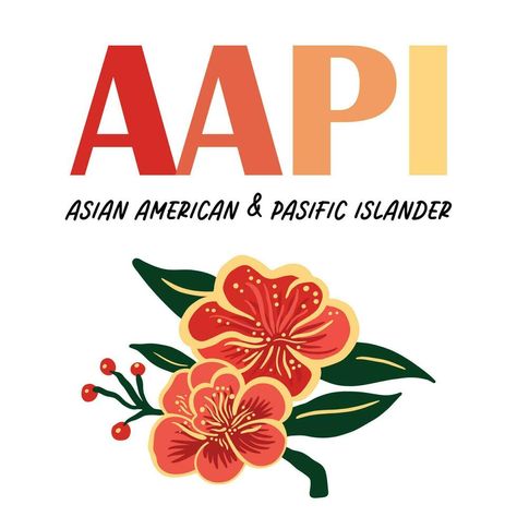 AAPI - Asian American Pasific Islander logo banner with asian style peony blossom. Logo for AAPI heritage month. Simple square greeting card. Aapi Art, Blossom Logo, Aapi Heritage Month, Logo Banner, Pacific Islands, Club Ideas, Hispanic Heritage Month, Hispanic Heritage, Heritage Month