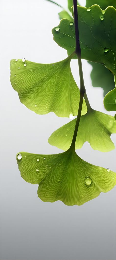 Gingko Aesthetic, Ginkgo Leaf Wallpaper, Leaf Close Up, Ginko Leaf Design, Ginkgo Leave, Ginkgo Wallpaper, Leaves Reference, Gingko Art, Japanese Leaves