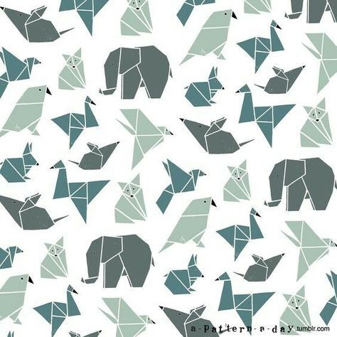 Origami animals Origami Birds, Origami Rose, Origami Patterns, Animals Pattern, Origami Animals, Origami Design, Pattern Illustration, Animal Pattern, Graphic Patterns