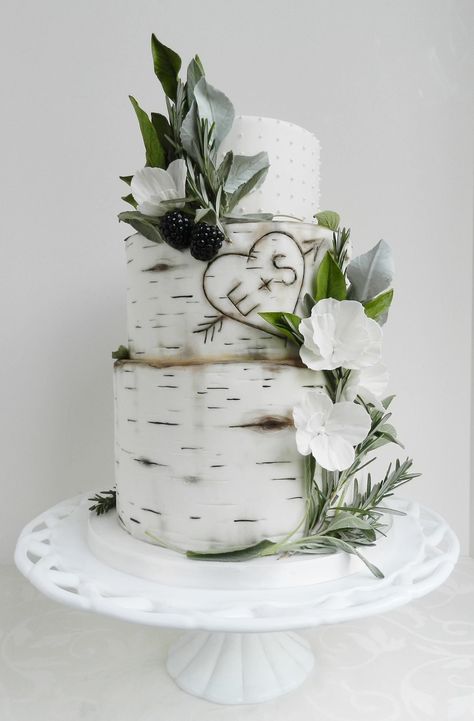 Birch Wedding Cakes, Birch Tree Cakes, Wedding Cake Tree, Baby Shoes Tutorial, Shoes Tutorial, Birch Tree Wedding, Rustic Wedding Cakes, Birch Wedding, Wedding Cakes Ideas