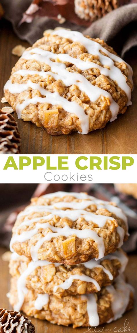 Apple Bar Cookies Recipes, Apple Pie Breakfast Cookies, Cinnamon Chip Oatmeal Cookies, Apple Cinnamon Oatmeal Cookies Healthy, Apple Cookies Recipes Healthy, Oatmeal And Apple Cookies, Apple Cake Cookies, Apple Streusel Cookies, Apple Christmas Cookies