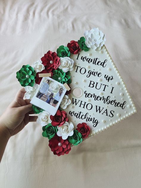 Grad Cap Designs In Memory, Grad Cap Ideas In Memory Of, In Remembrance Graduation Caps, Graduation Pictures With Lost Loved Ones, Grad Cap Ideas First Generation, Mom Grad Cap Ideas, Tribute Graduation Cap, Photo Grad Cap, Remembrance Graduation Cap