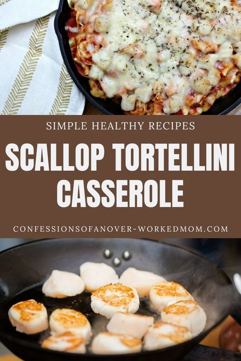 Scallop Tortellini Recipes, Seafood Tortellini, Pasta Tortellini, Cheese Tortellini Recipes, Tortellini Bake, Vegetarian Main Course, Tortellini Recipes, Tortellini Pasta, Scallop Recipes