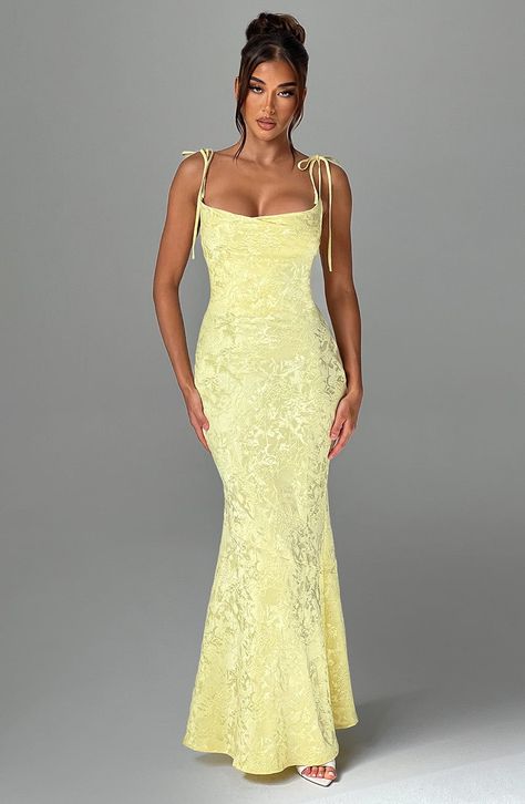 Whitney Maxi Dress - Lemon Dress Babyboo Fashion Premium Exclusive Design Gold Prom Dresses Tight, House Of Cb Dress Wedding Guest, Lemon Yellow Prom Dress, Yellow Lace Prom Dress, Pretty Yellow Prom Dresses, Lemon Maxi Dress, Yellow Floor Length Dress, Colourful Prom Dress, Formsl Dresses