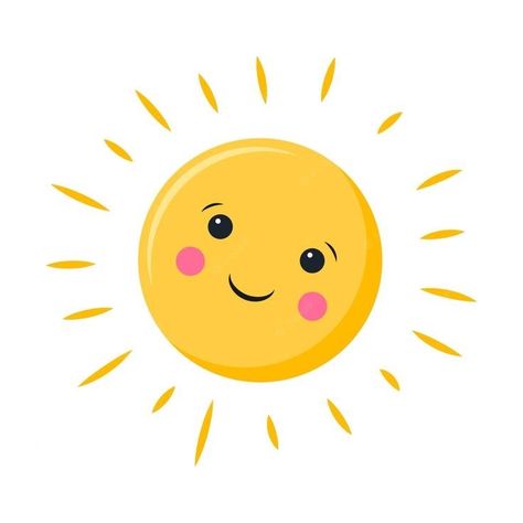 Sun With A Face, Simple Vector Illustration, Zumba Kids, Sun Drawing, Cartoon Sun, Sun Illustration, Cute Sun, Childrens Books Illustrations, Picture Illustration