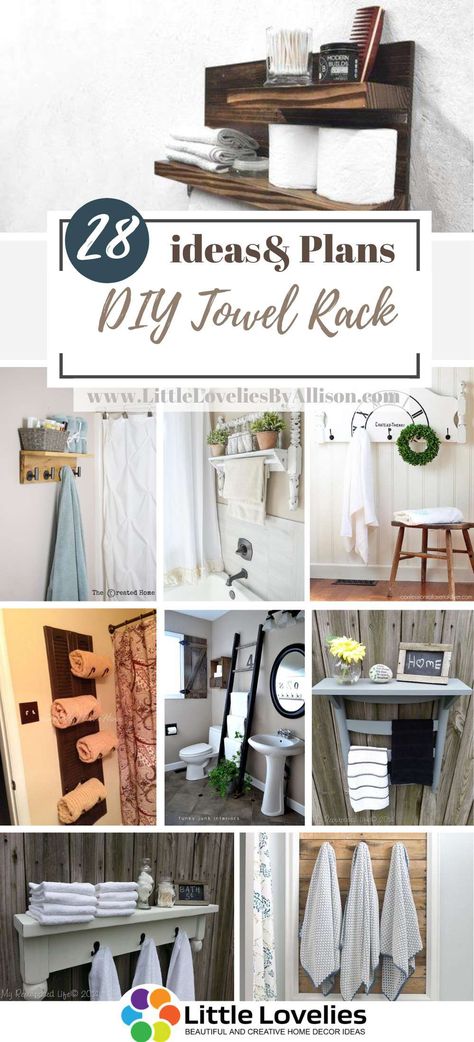 Homemade Towel Rack, Diy Towel Holder Bathroom, Creative Towel Rack Ideas, Diy Towel Rack Bathroom, Towel Rack Bathroom Hanging Ideas, Towel Rack Bathroom Diy, Wooden Towel Rack Bathroom, Diy Towel Holder, Farmhouse Towel Bars