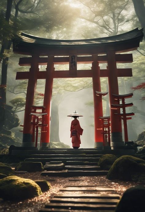 Shinto Shrine Spirit Check more at https://paintlyx.com/shinto-shrine-spirit/ Shintoism Aesthetic, Japanese Shrine Aesthetic, Shinto Aesthetic, Fantasy Shrine, Forest Shrine, Shinto Temple, Flower Maiden, Japanese Shrines, 90 Art