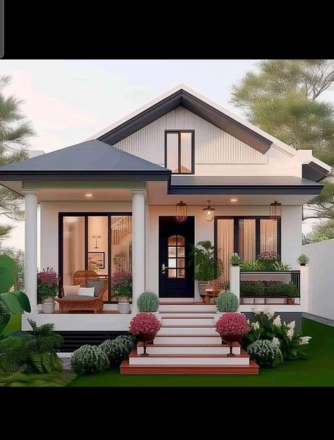 Simple Home Design, Small House Blueprints, Bungalow Style House, Bungalow Style House Plans, Design Hacks, Thai House, Modern Small House Design, Small House Design Exterior, Best Modern House Design