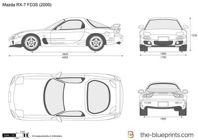 Mazda RX-7 FD3S Rx7 Blueprint, Mazda Rx7 Blueprint, Airplane Drawing, Car Vector, Self Branding, Rx 8, Rx 7, Mazda Rx7, Vinyl Graphics