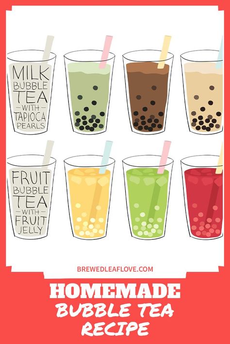 Did you know you can make your own yummy bubble tea from this easy DIY recipe at home?  Here's how to make homemade boba tea just like the tea shops.  You can even add different flavors if you want! Fruity Boba Tea Recipe, Pineapple Boba Tea Recipe, Bobo Tea Recipe, Popping Boba Tea Recipe, Popping Bubble Tea Recipe, Bursting Boba Recipe, How To Make Bubble Tea At Home, Green Tea Boba Recipe, Homemade Boba Tea