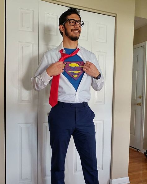 Costumes For The Office, Halloween Costumes For The Office, One Night Stand Costume, Easy Mens Halloween Costumes, Clark Kent Costume, Halloween Costumes For Guys, Costumes For Guys, Superman Halloween Costume, Work Appropriate Halloween Costumes