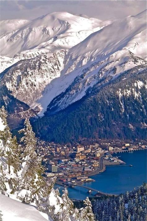 Juneau Alaska. The town where the mountains touch the ocean. #city #cities #buildings #photography Haines Alaska, Alaska Photography, North To Alaska, Heli Skiing, Alaska The Last Frontier, American Landscape, Juneau Alaska, Alaskan Cruise, Living Modern