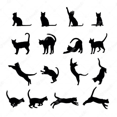 Cat Silhouette Tattoos, Silhouette Arte, Tattoo Gato, Silhouette Chat, Art Tigre, Black Cat Silhouette, Silhouette Logo, Black Cat Tattoos, Silhouette Tattoos