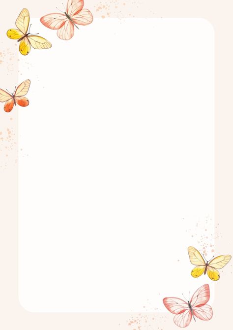 Purple White Butterfly Cute Watercolor Blank Note A4 Document - Templates by Canva Background For Portfolio, Butterfly Border Design, Pretty Templates, Slides Background, Butterfly Cute, A4 Document, Note Writing Paper, Slide Background, Stickers Png