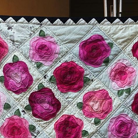 mczhanson | My latest finish! I was interested in trying out raw edge appliqué, so I took a class at The Old Country Store to do a pattern called... | Instagram French Roses Quilt Pattern, French Roses Quilt Pattern Free, Pink Floral Quilt, French Rose Quilt Tutorial Free Pattern, Fabric Scrapes, French Roses Quilt, Rose Quilt Pattern, Old Love Letters, Rose Quilts