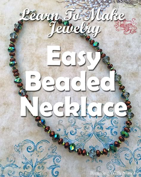 How To Make An Easy Beaded Necklace - Running With Sisters Easy Bead Necklace Diy, Diy Beaded Necklace Ideas Inspiration, Making Bead Necklaces, How To Make A Bead Necklace, Diy Beaded Necklaces Ideas, Beaded Pendant Pattern, Simple Diy Necklaces, Easy Beaded Necklace Patterns, Easy Beaded Necklace