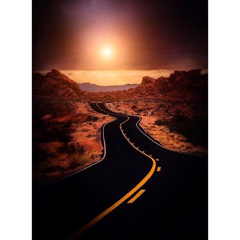 "The Road"... Valley of Fire NV  Go to the light... on a road that is going there.  Avoid all others. Desert Landscape Photography, Dark Desert Highway, Winter Landscape Photography, On A Dark Desert Highway, Dark Desert, Desert Highway, Beautiful Roads, Valley Of Fire, Road Trippin