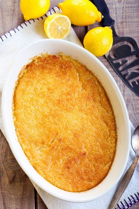 Delia Smith Lemon Surprise Pudding Slow Cooker Pudding Recipes, Lemon Desserts Cake, Lemon Pudding Recipes, Self Saucing Pudding, Warm Desserts, Crockpot Ideas, Lemon Pudding, Chefs Table, Dessert Cake Recipes