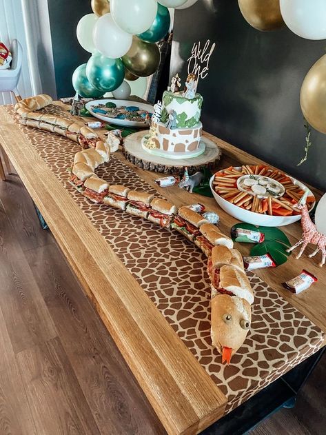 Safari Snake Sandwich, 1st Birthday Party Ideas Safari, Snake Sandwich Birthday Parties, Zoo Bday Party Ideas, Jungle 3rd Birthday Party, Zoo Themed First Birthday Party, First Birthday Boy Jungle Theme, Safari Birthday Party One Year, Jungle Themed 1st Birthday