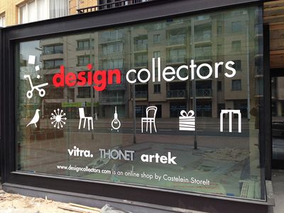 Design Collectors Window Display, by Veerle Pieters #dribbble Window Sticker Design Ideas, Window Signage Design, Windows Display Design, Window Shop Design, Window Installation Design, Window Branding, Window Ads, Minimal Windows, Window Brands